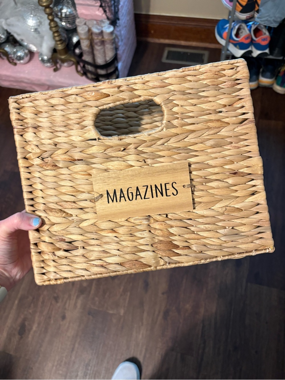 Rae Dunn Natural Woven Magazine Basket